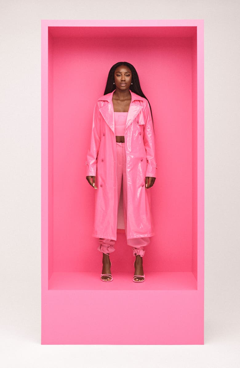 SOMETHING NEW Cleo Faux Leather Trench Coat, Alternate, color,