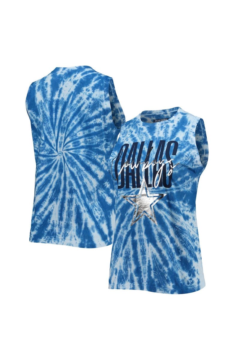 LAUREN JAMES Women's Lauren James Royal Dallas Cowboys Tie-Dye Jersey Boxy Tank Top, Main, color, Royal