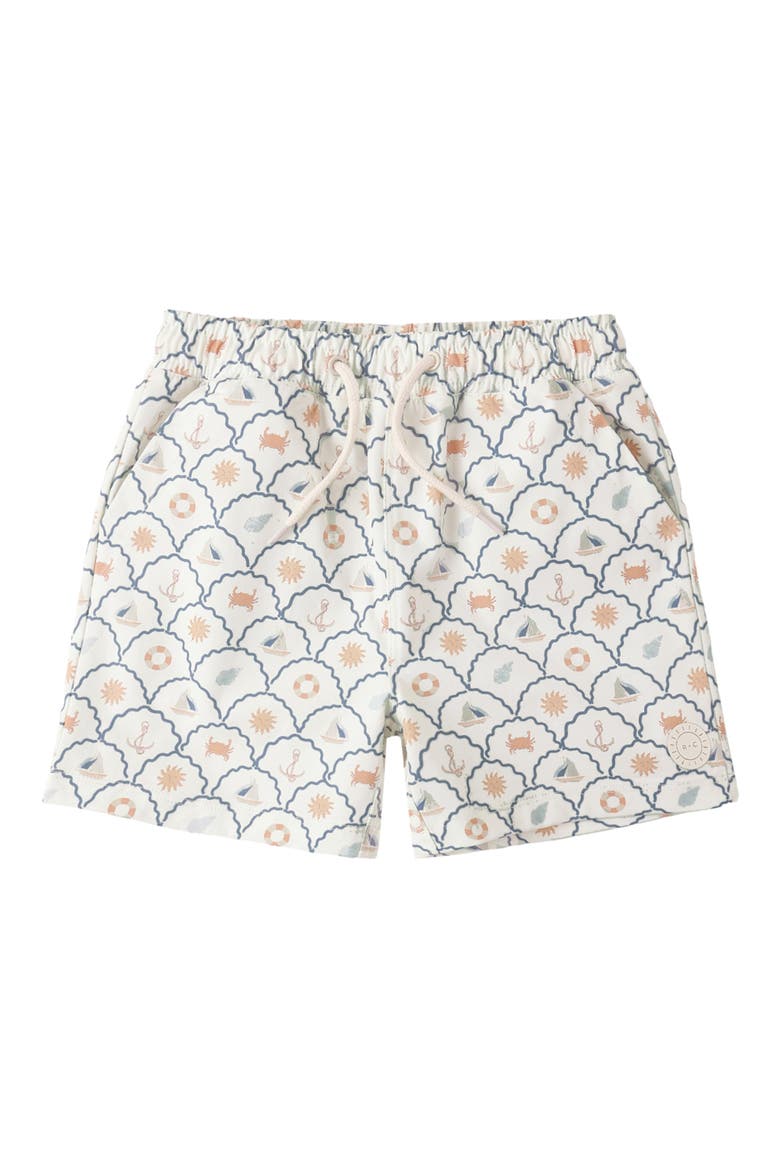 Nautical Print Board Shorts, Alternate, color, IVORY