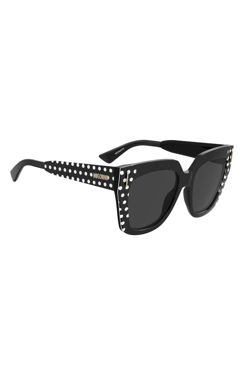 Moschino 55mm Square Sunglasses, Alternate, color, Pattern Black/ Grey