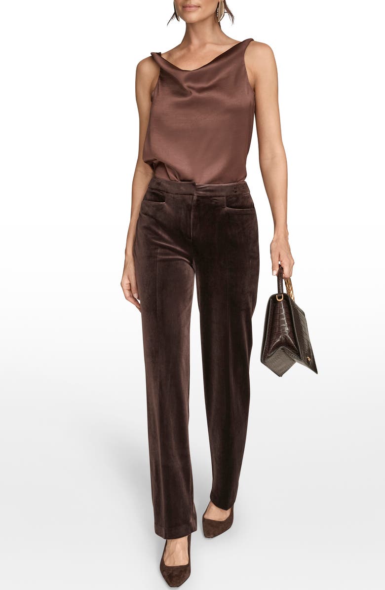 Donna Karan New York Velvet Straight Leg Pants, Alternate, color, Chocolate