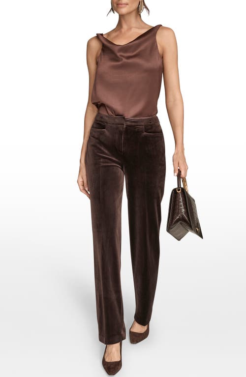 Donna Karan New York Velvet Straight Leg Pants In Brown