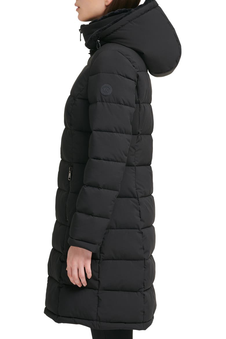 Stretch Puffer Jacket w/ Hood, Alternate, color, BLACK