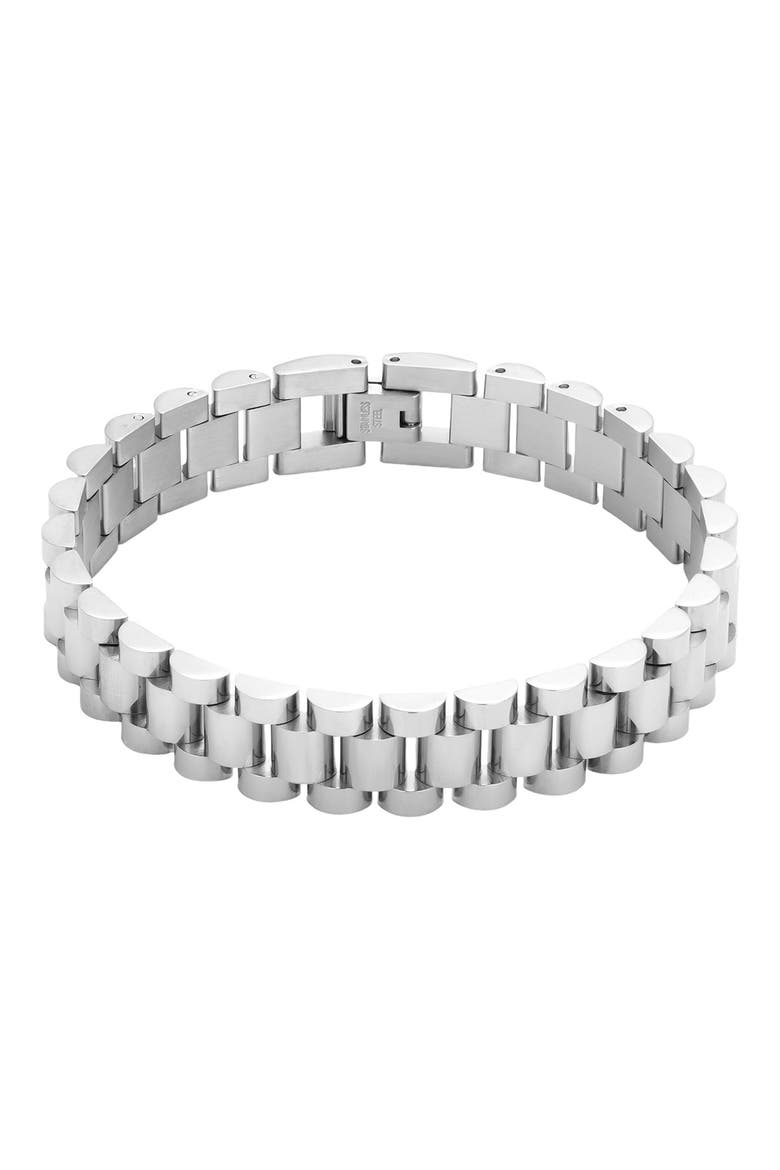 Men's Silver Plated Link Bracelet, Main, color, SILVER