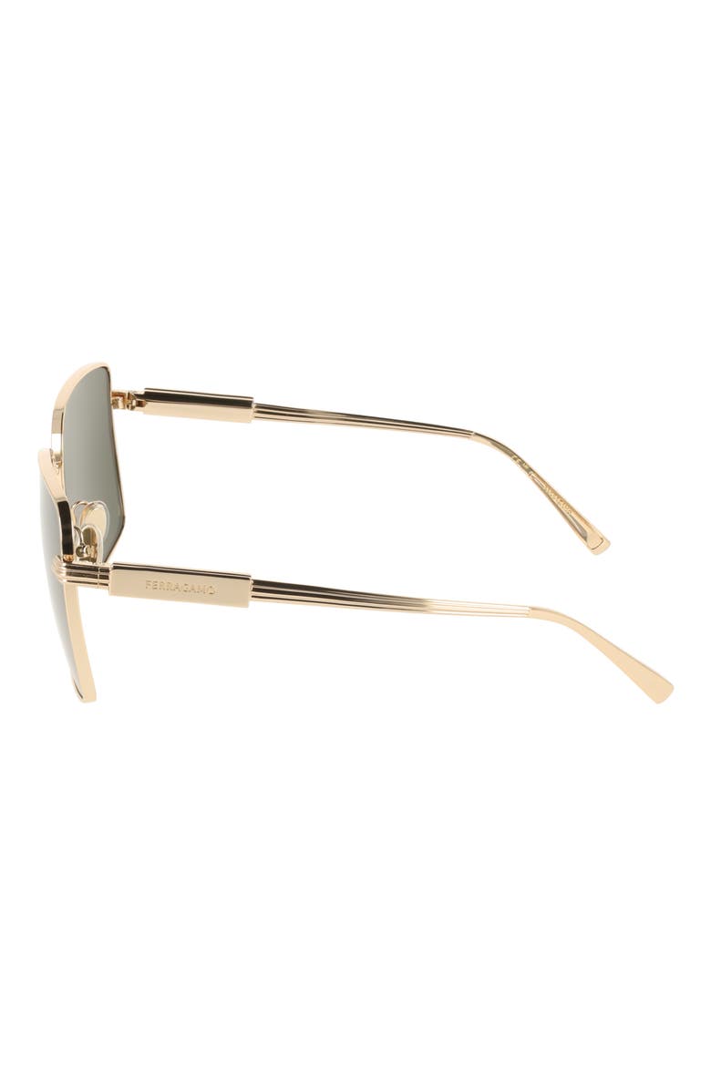 57mm Square Sunglasses, Alternate, color, GOLD/ GREEN
