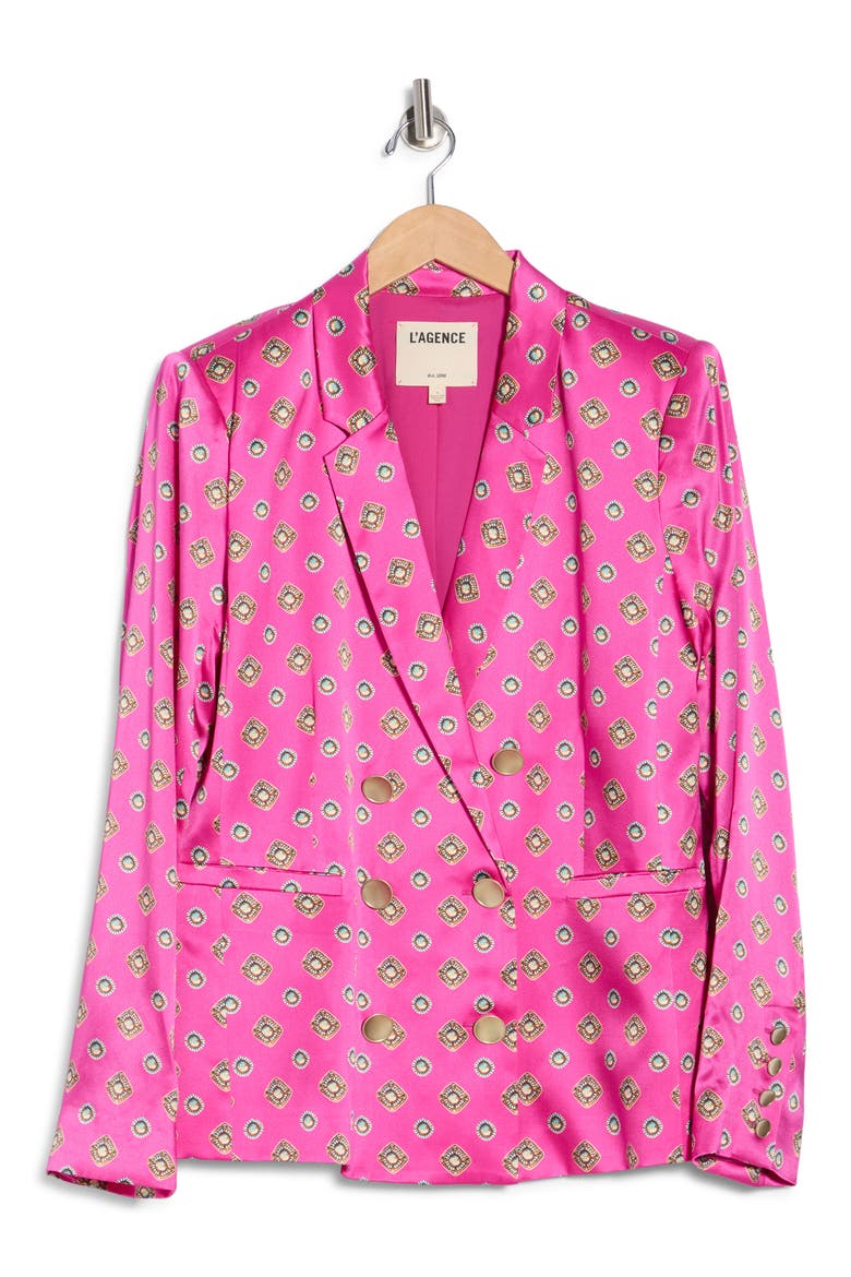 Colin Double Breasted Silk Blazer, Alternate, color, FUSCHIA