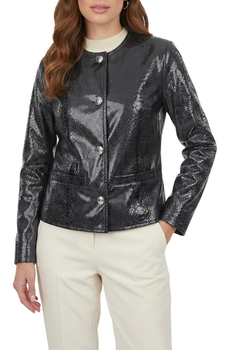 Genuine Metis Suede Pythn Printed Jacket, Alternate, color, ANTHRACITE