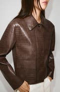 MANGO Nilo Croc Embossed Faux Leather Jacket