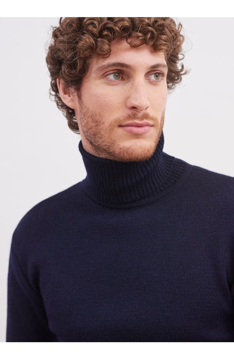 Saint James ROULE - Tight Fit Turtleneck Breton Sweater, Alternate, color, Navy