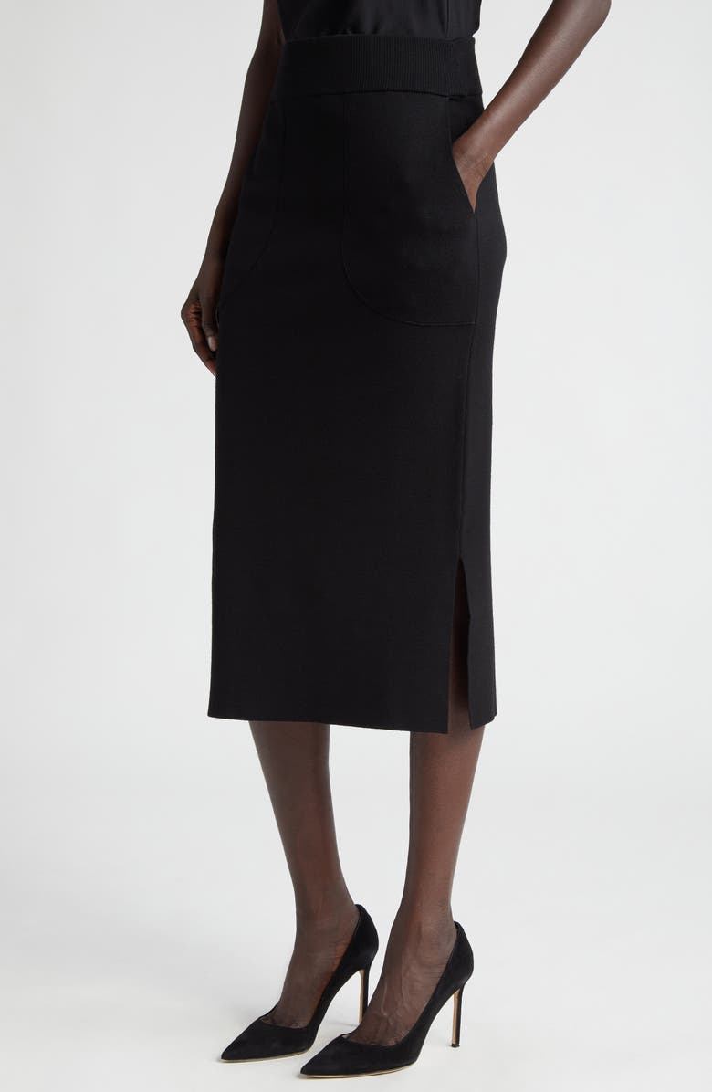 Akris punto Wool Stretch Knit Pencil Skirt, Alternate, color,
