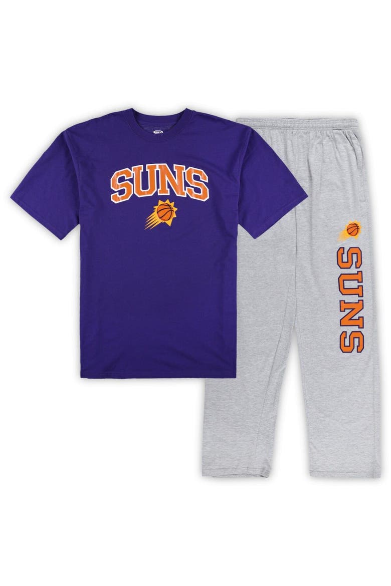 Men's Concepts Sport Purple/Heather Gray Phoenix Suns Big & Tall T-Shirt and Pajama Pants Sleep Set, Main, color, Purple