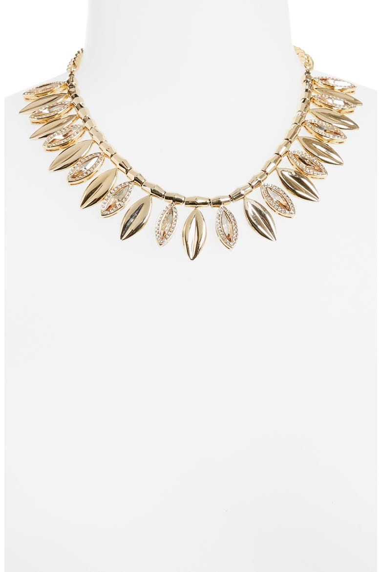 Swarovski Crystal Leaf Collar Necklace, Alternate, color, L G/CRYS GLD SH/CRYS SLV SHADE