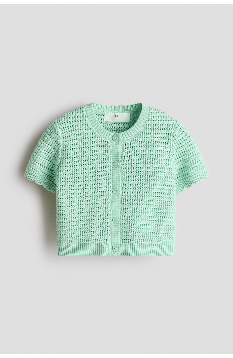 H&M Textured-knit Cardigan, Alternate, color, Light Green