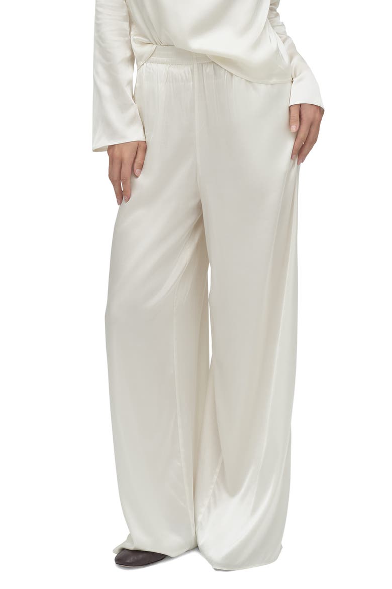 Tribeca Wide Leg Satin Pants, Main, color, IVORY