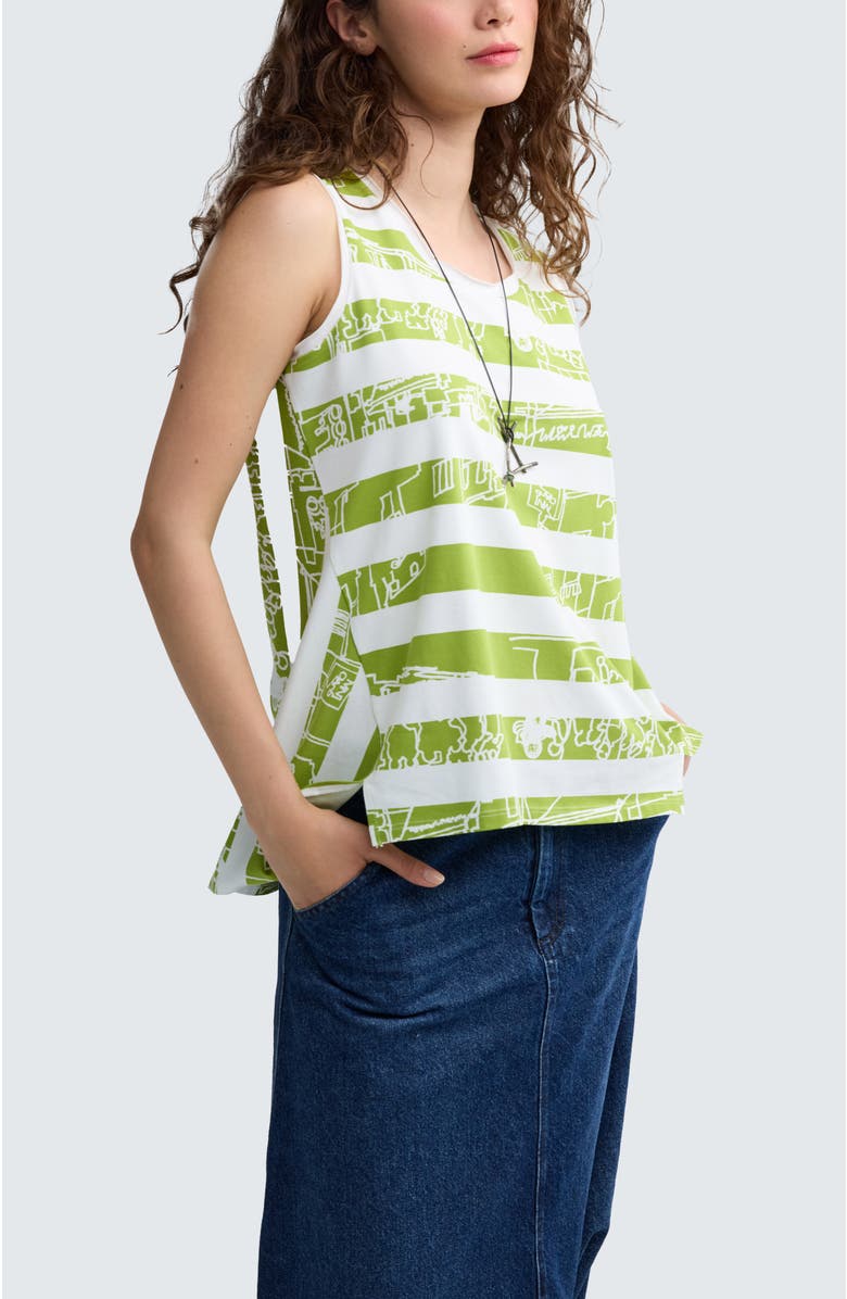 LUUKAA Ondine Striped High-Low Top, Alternate, color, Lime