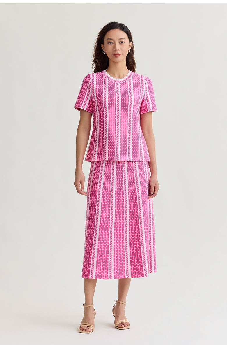 Ming Wang Roadmap Pattern Soft Knit Midi Skirt, Alternate, color, Carmine Rose/Pink