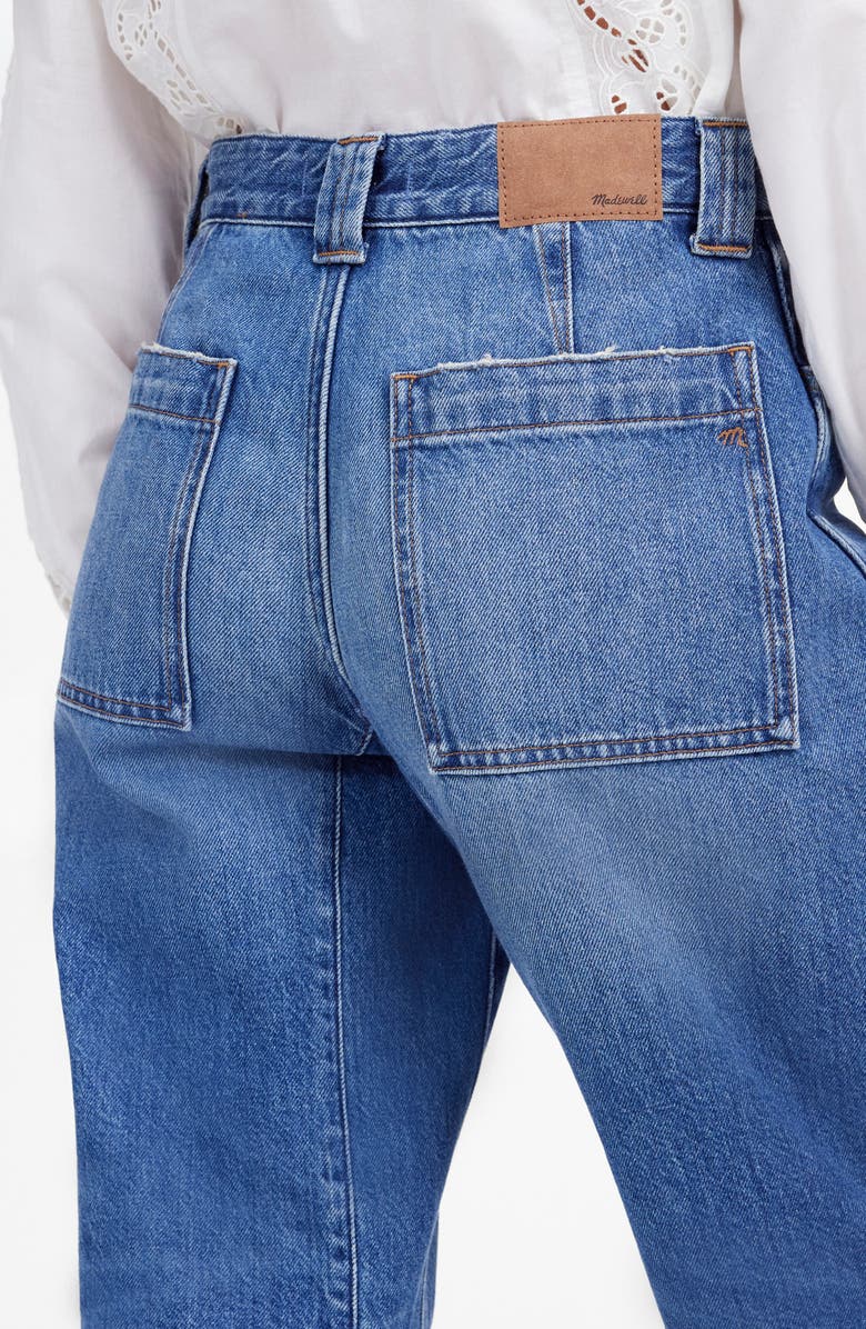 Madewell The Darted Utility Barrel Leg Jeans, Alternate, color, Kingsmark Wash