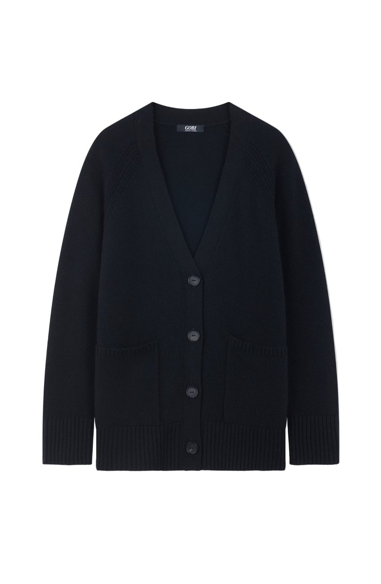 GOBI Mongolian Cashmere Relaxed-Fit Cashmere Cardigan, Main, color, Black