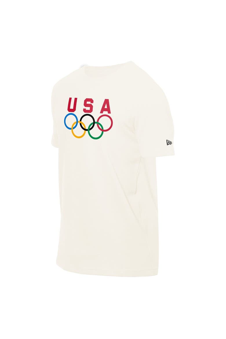 Men's New Era  Cream Team USA 5 Rings Chrome T-Shirt, Alternate, color, Cream