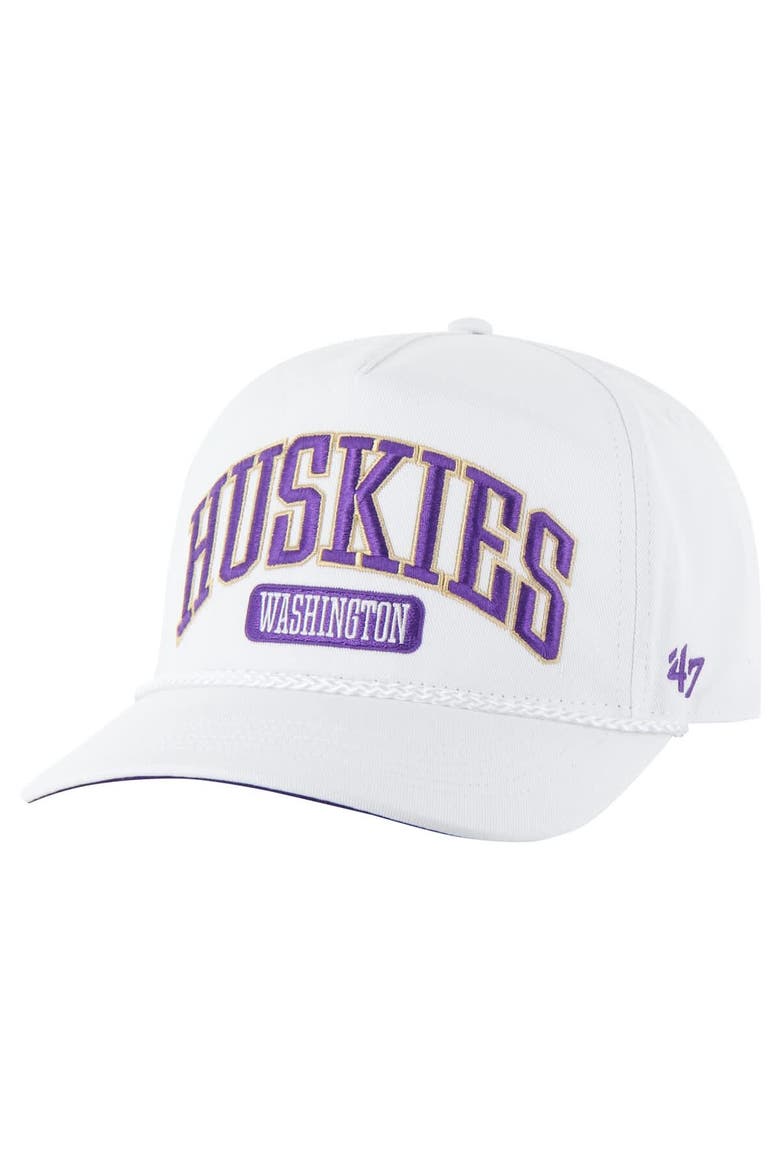 Men's '47  White Washington Huskies Local Arch Hitch Snapback Hat, Alternate, color, White