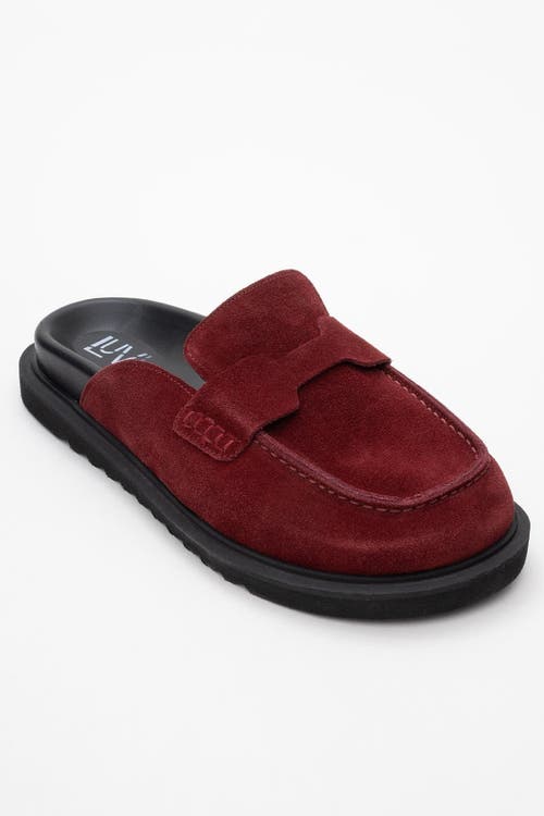 Forever & Always Shoes Laven Suede Leather Clogs In Burgundy Suede Leather