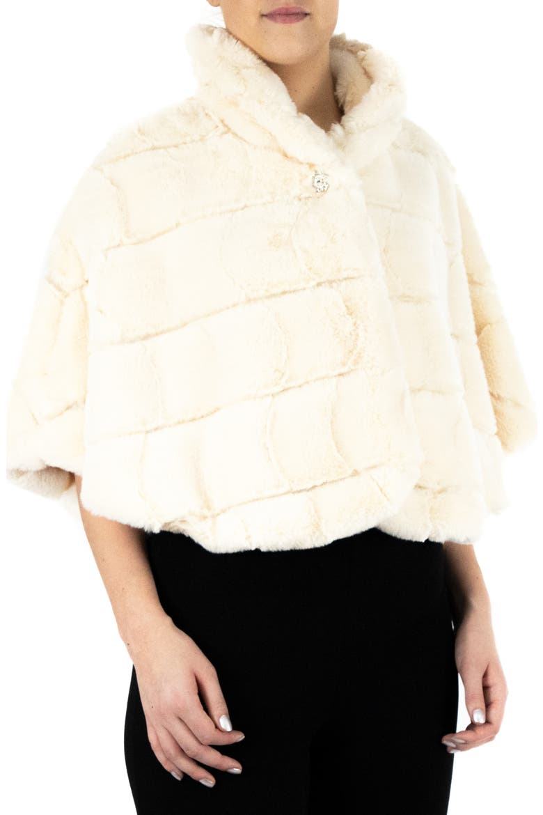 Faux Fur Capelet, Main, color, IVORY