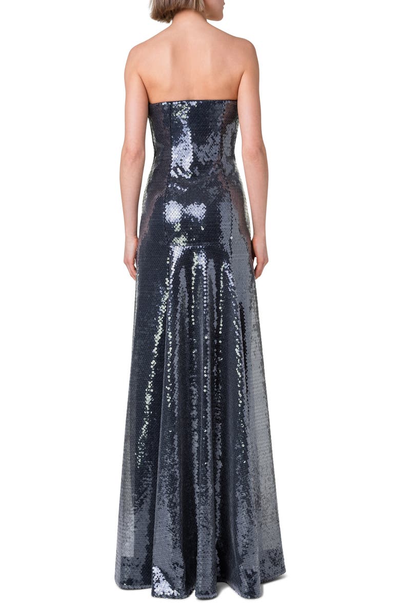 Akris Sequin Strapless Gown, Alternate, color, 009 Black