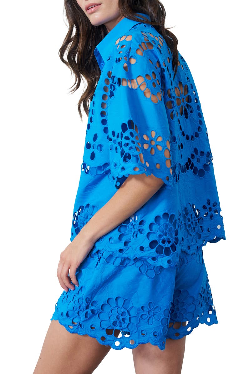 CIEBON Maiea Cotton Eyelet Button-Up Shirt, Alternate, color, Blue