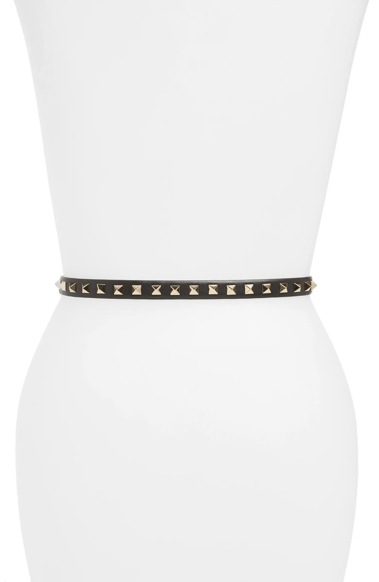 Valentino Garavani Rockstud Leather Belt, Alternate, color,