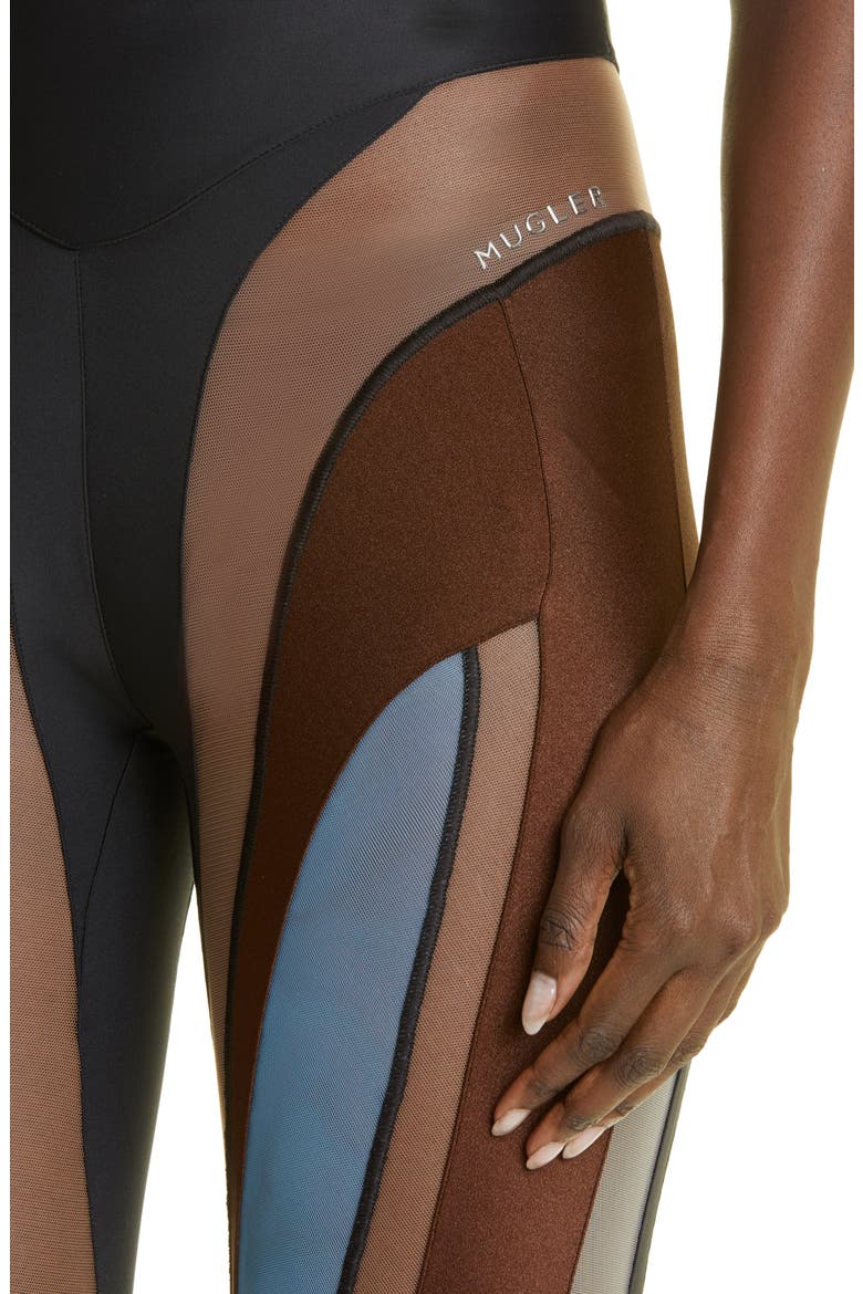Sheer Spiral Stirrup Leggings, Alternate, color, CHOCOLATE / SKY BLUE