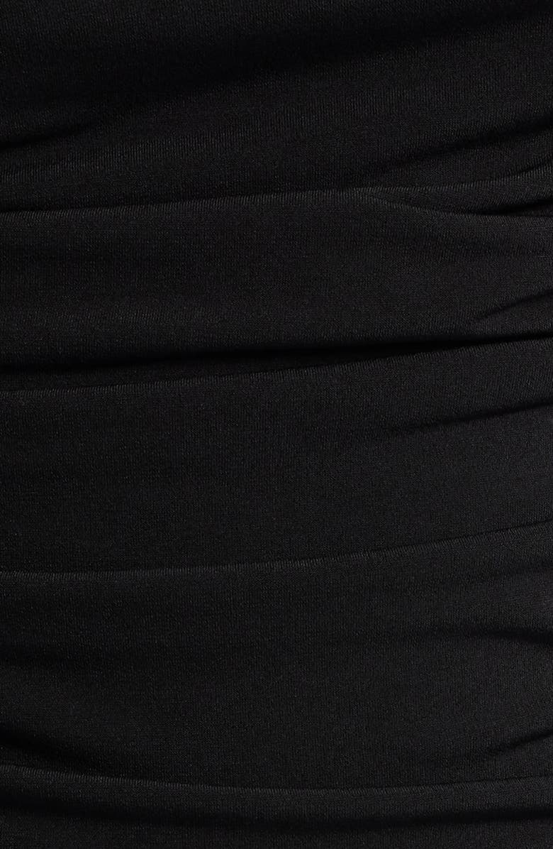 MANGO Ruched Asymmetrical One-Shoulder Top with Ruffle Trim, Alternate, color, Black