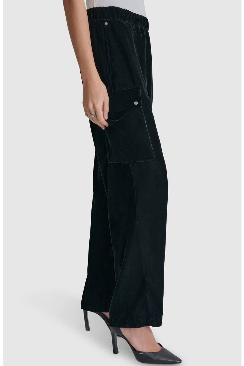 Velvet Cargo Pants, Alternate, color, BLACK