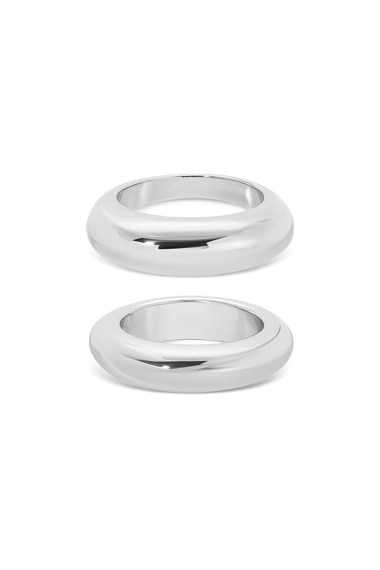 Modern Dome Set of Two Rings, Main, color, SILVER