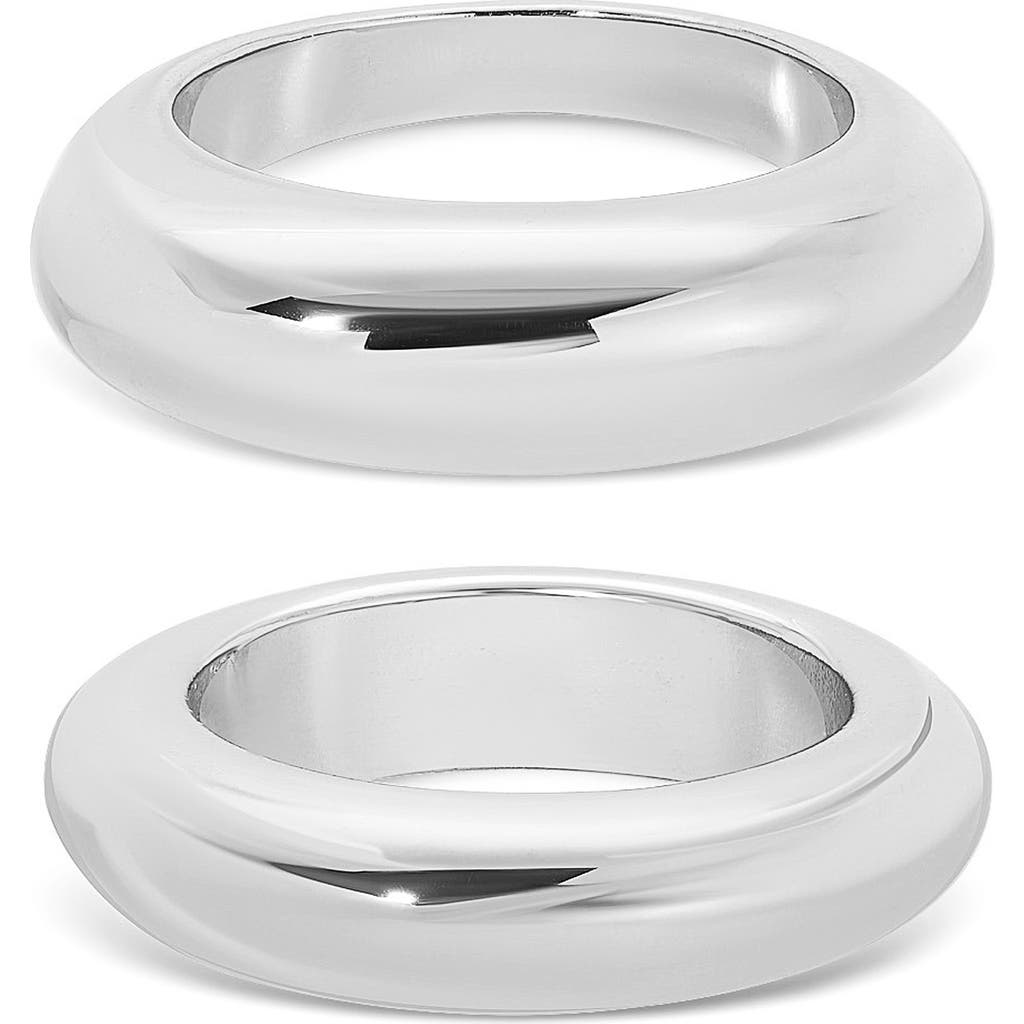 Ettika Modern Dome Set Of Two Rings In Silver