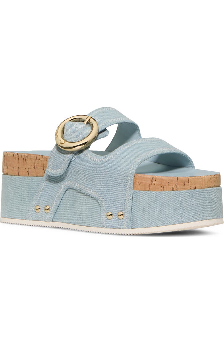 Kate Spade New York two-strap denim platform sandal, Main, color, Extra Light Denim
