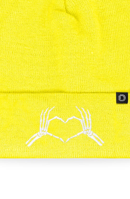 Dalix Heart Of Bones Beanie In Neon Yellow