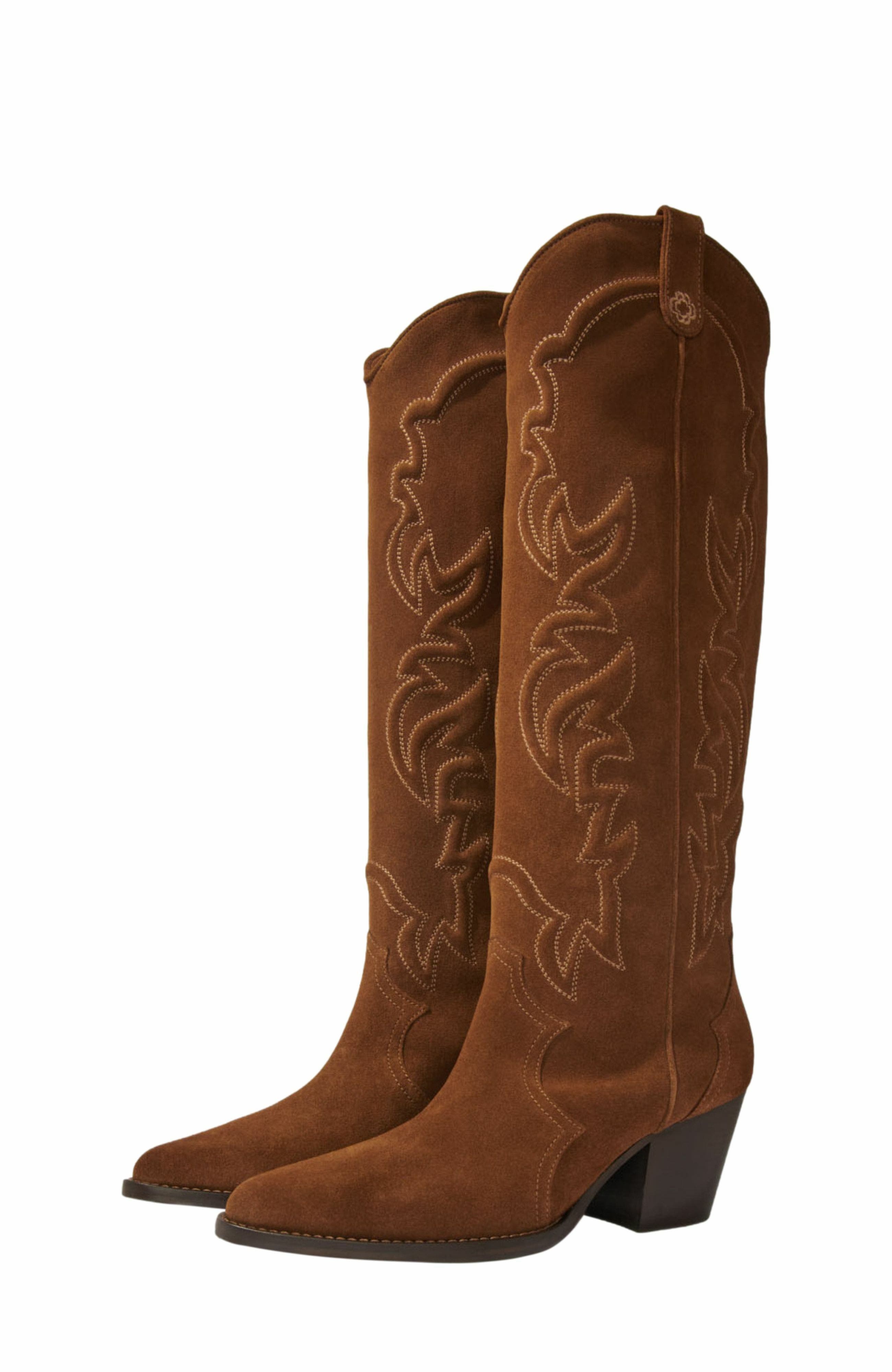maje Suede cowboy boots, Alternate, color, 
