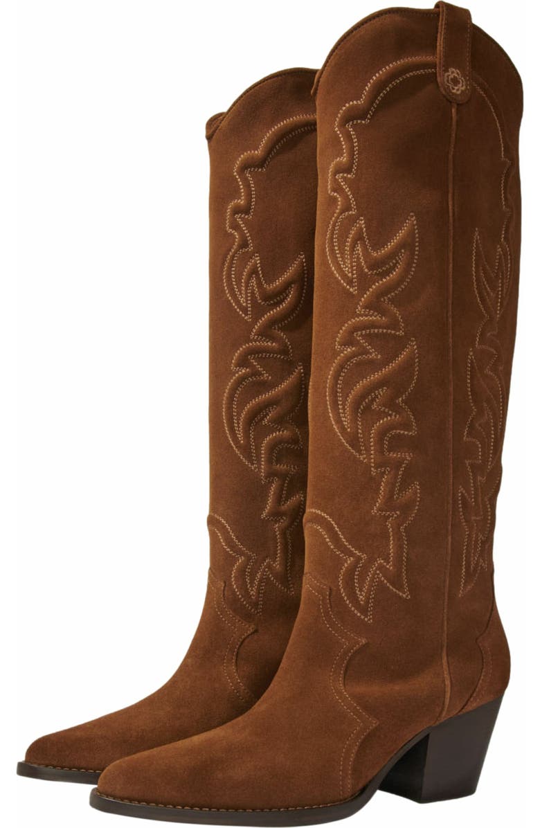 maje Suede cowboy boots, Alternate, color,
