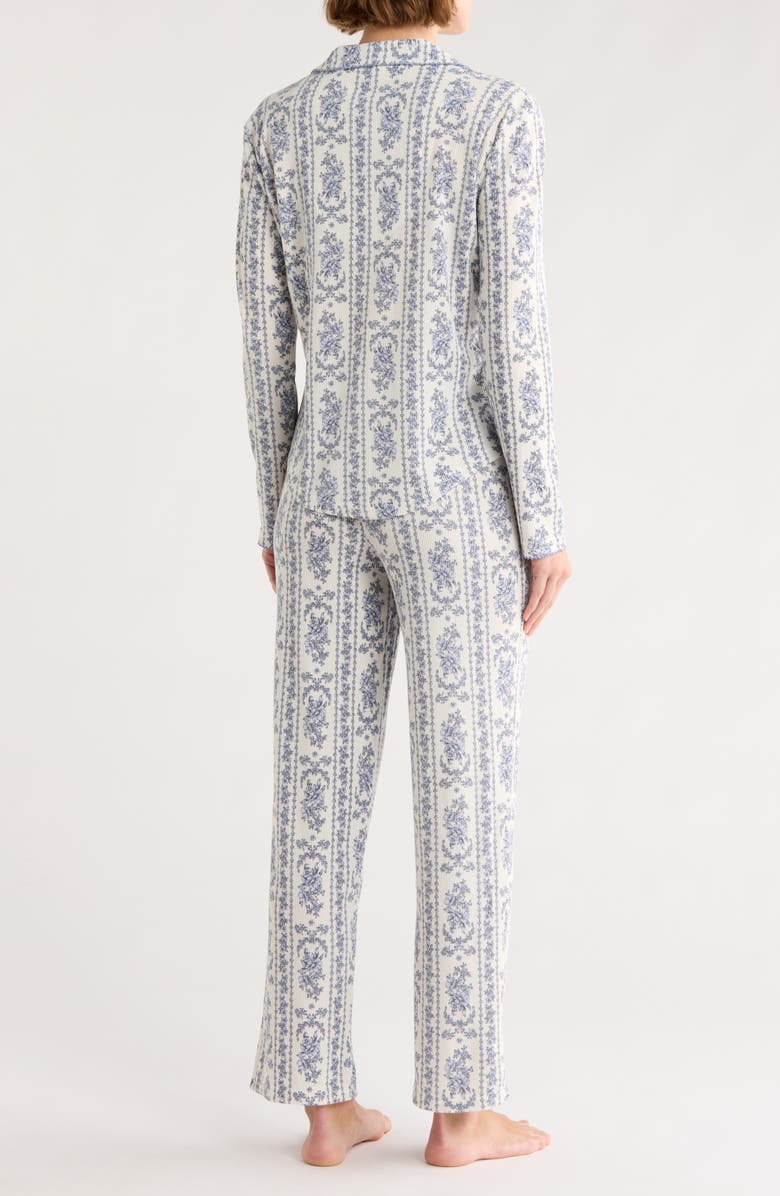 Laura Ashley Ivory Floral Brushed Waffle Long Pajamas, Alternate, color, Ivory Floral