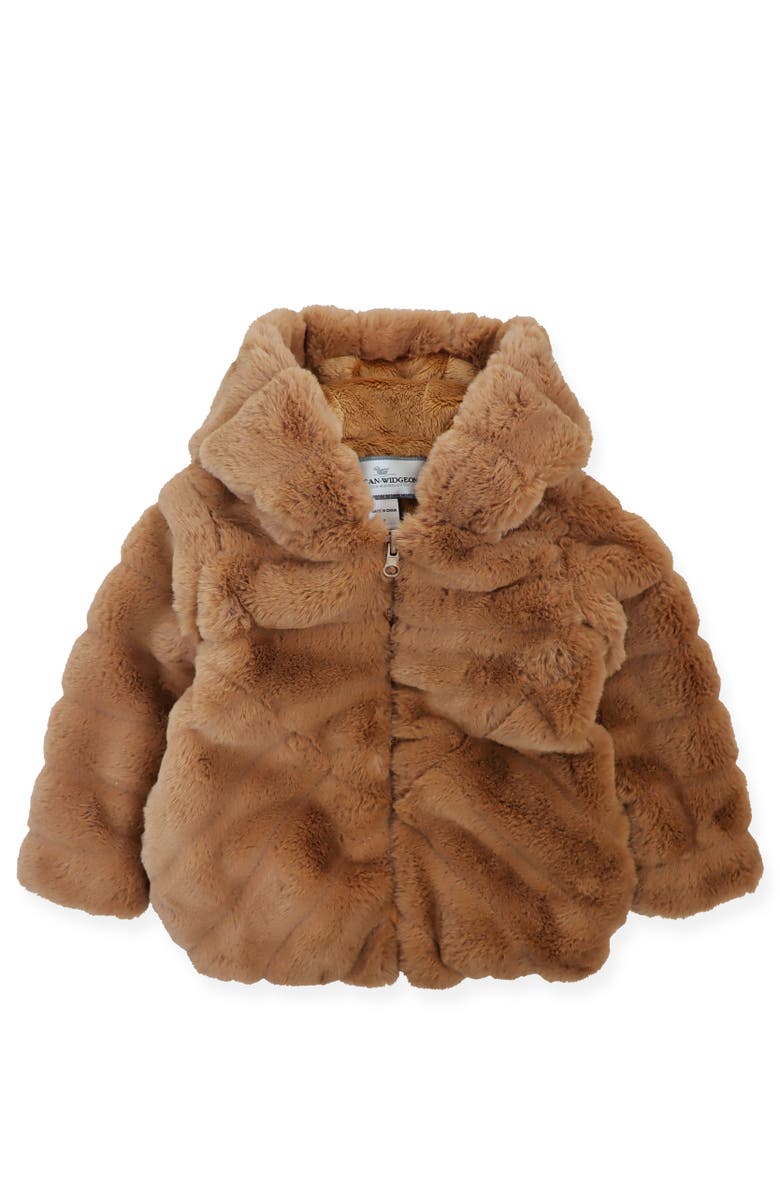 Widgeon Faux Fur Hooded Zip Cozy Jacket, Main, color, Chocolate Eclair