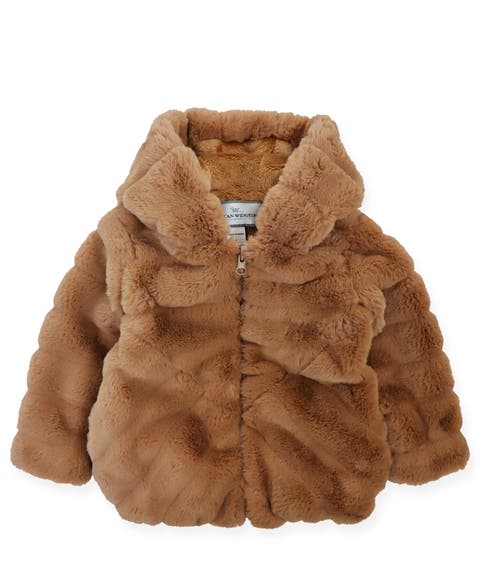Faux Fur Hooded Zip Cozy Jacket (Big Kid)