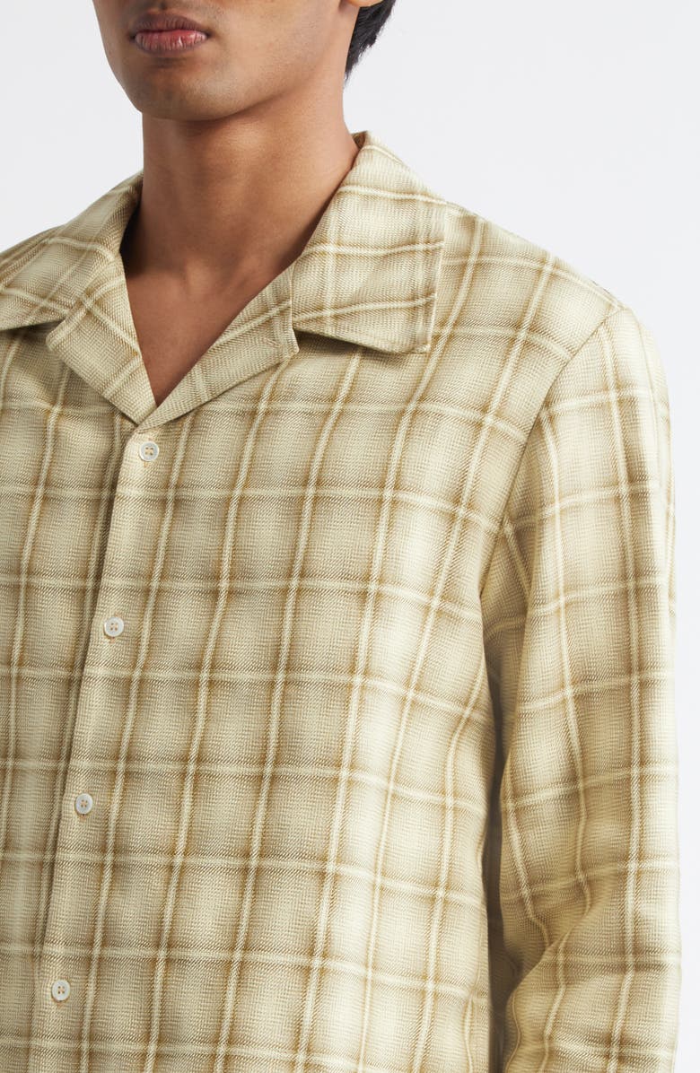 Séfr Ignacio Plaid Cotton & Linen Button-Up Shirt, Alternate, color, Forest Hombre