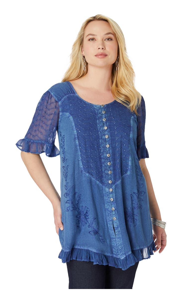 Roaman's Acid Wash Tunic, Main, color, Dark Blue