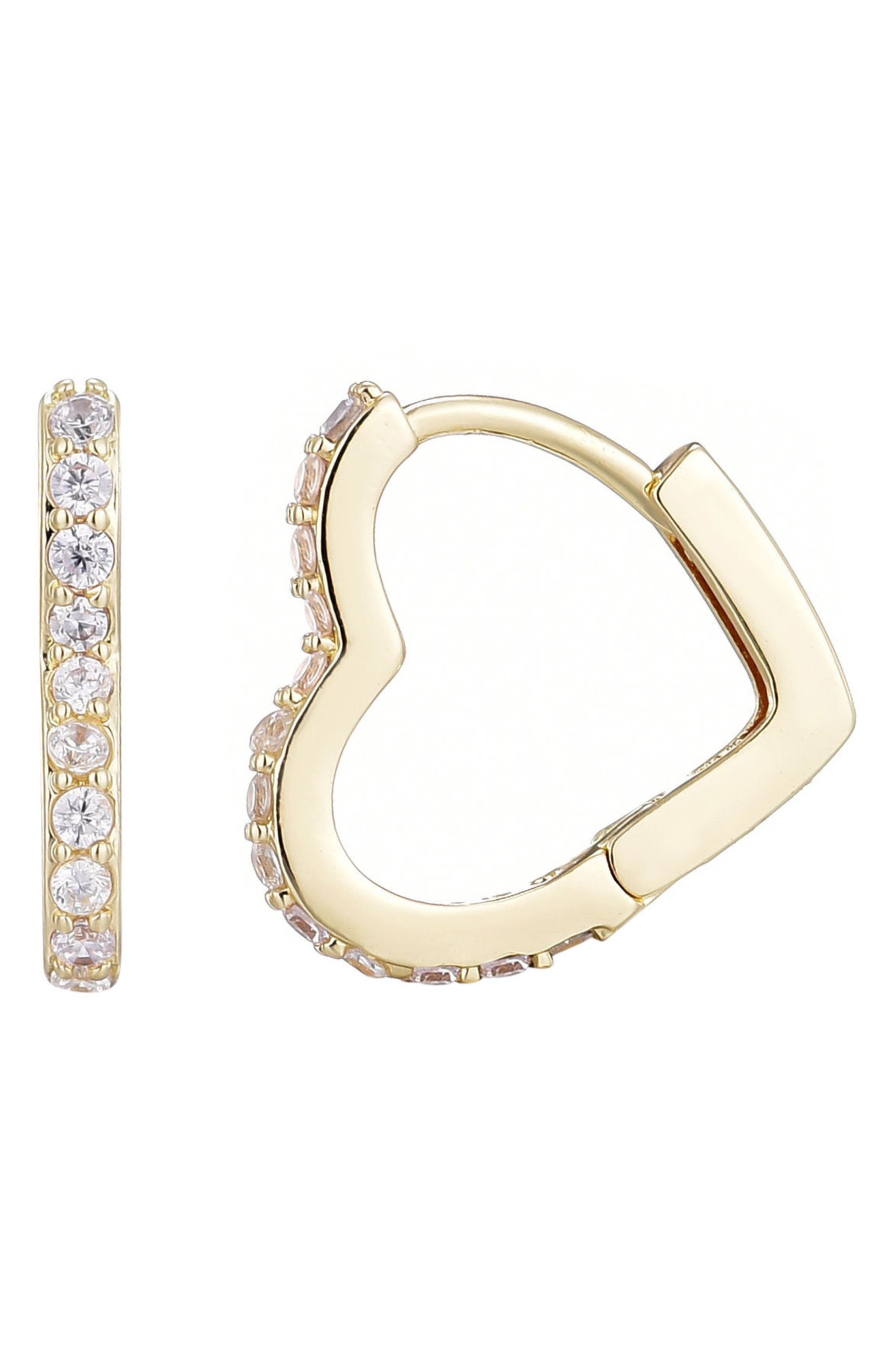 Adornia Cubic Zirconia Heart Huggie Hoop Earrings