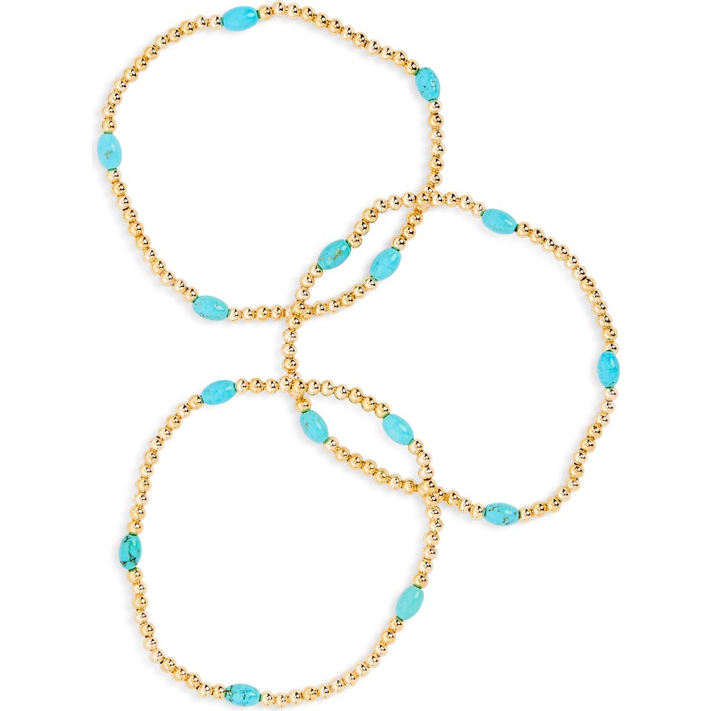 Panacea Set Of 3 Beaded Stretch Bracelets In Turquoise