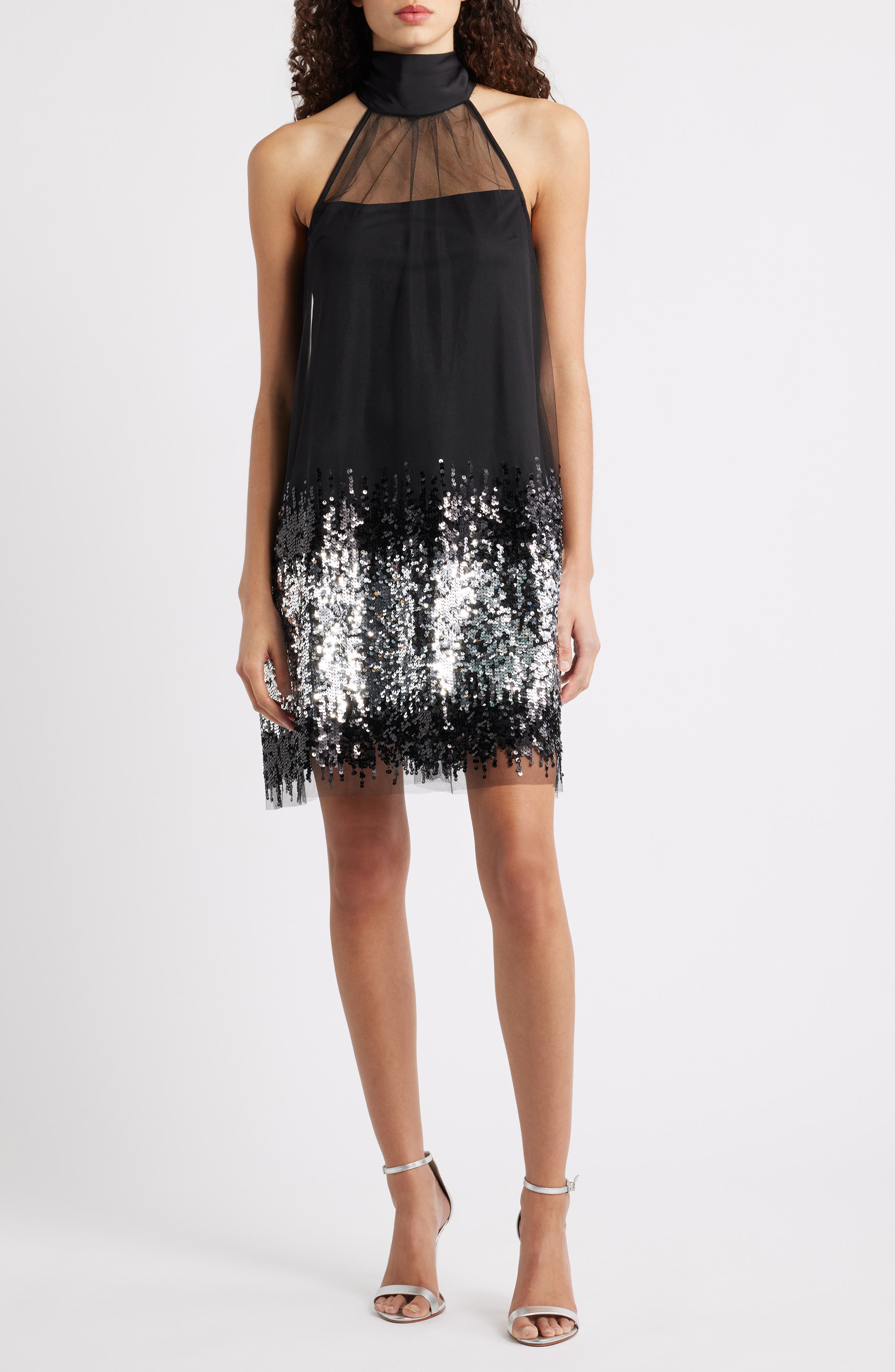 CeCe Ombré Sequin Mesh Sleeveless Dress