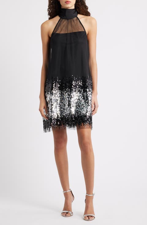 Ombré Sequin Mesh Sleeveless Dress
