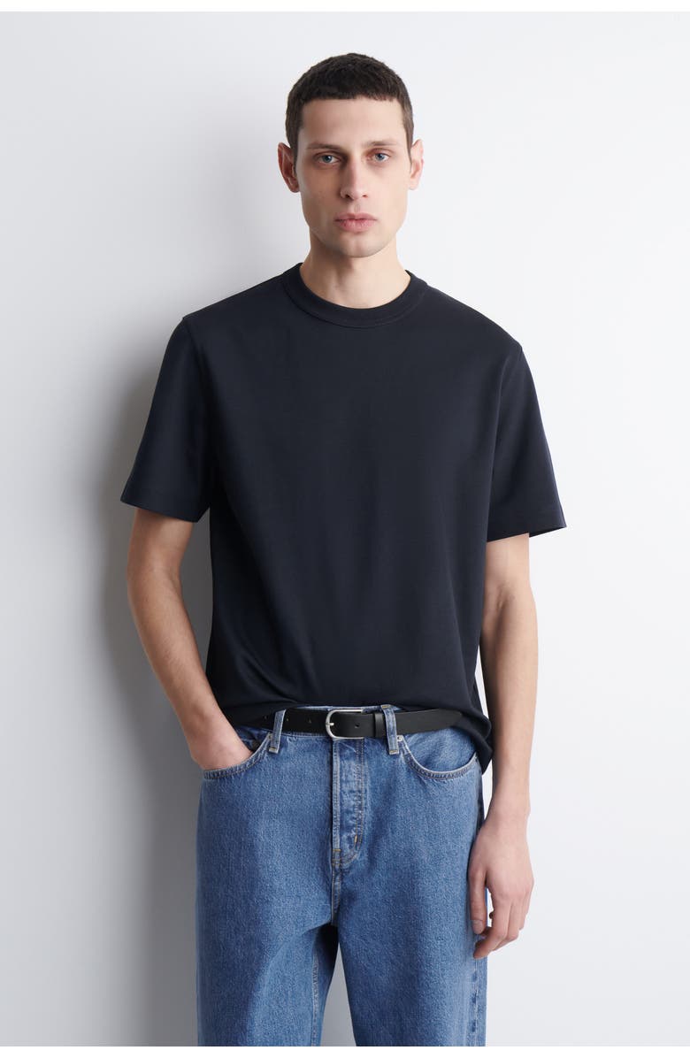 COS Interlock Cotton Crew-Neck T-Shirt, Main, color, Navy