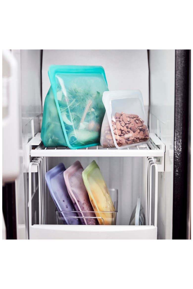 Reusable Silicone Stand-Up Bag, Alternate, color, AQUA