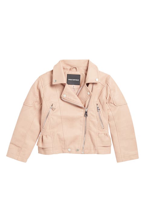 Kids' Faux Leather Ruffle Jacket (Little Kid)